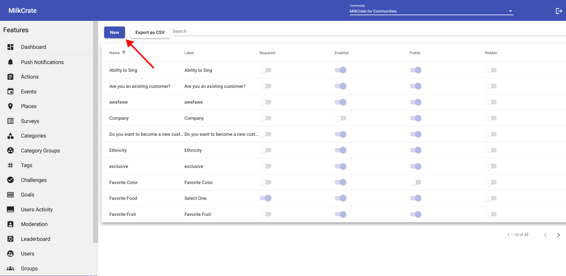 Admin - Custom Fields - Create New